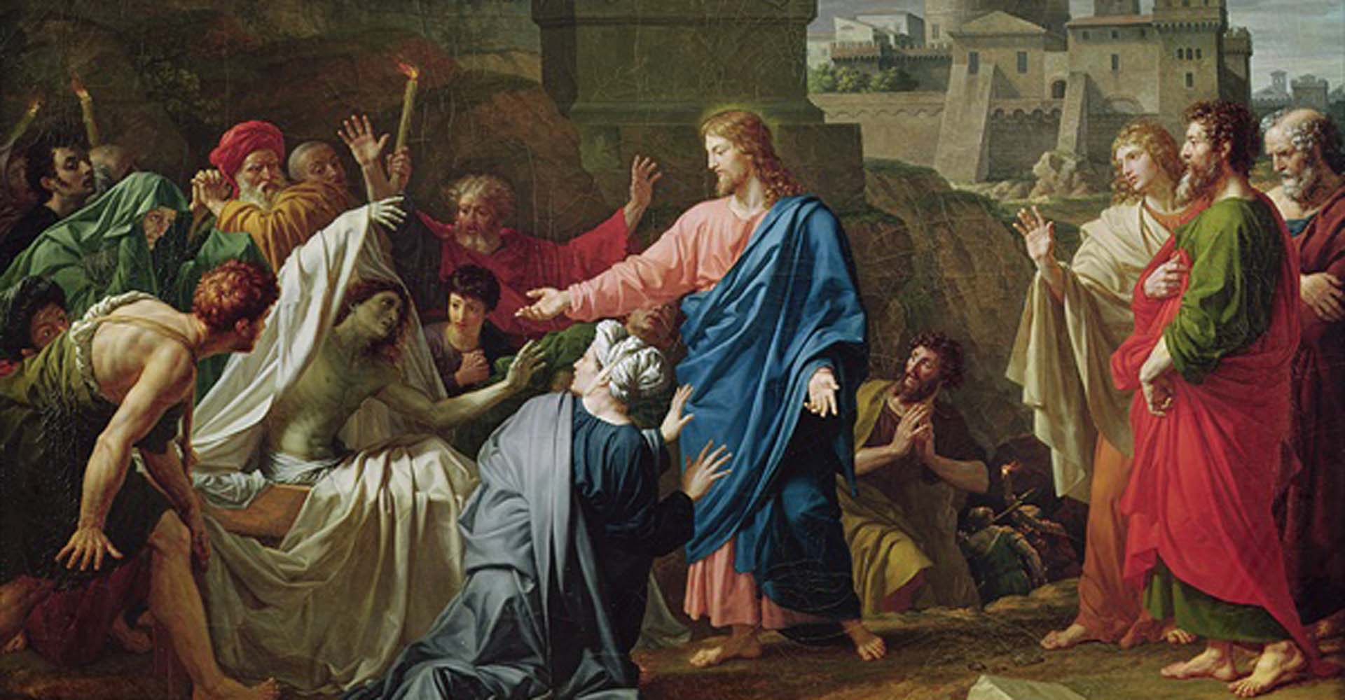 Miracle of Jesus. Jesus raises the son of the widow of Nain
