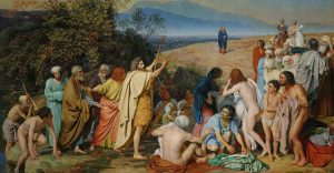 John the Baptist points to Jesus, the Lamb of God